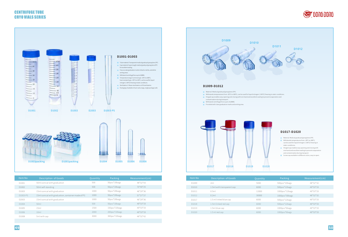 Centrifuge tubes and cryovials
