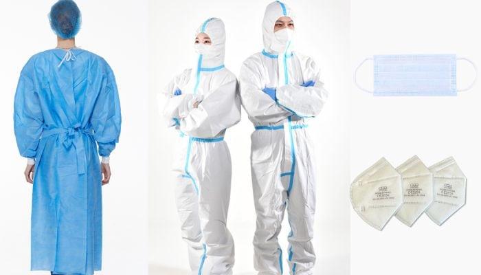Medical gowns, cleanroom coveralls and protective masks